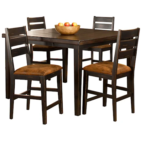 5 Piece Counter Height Table & Ladder Back Stool Set